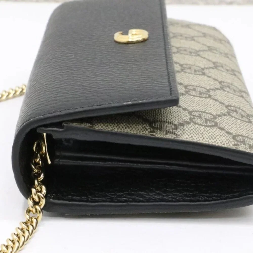 Gucci GG Marmont Bi Color Wallet on Chain Ebony Black Beige - Picture 8 of 15